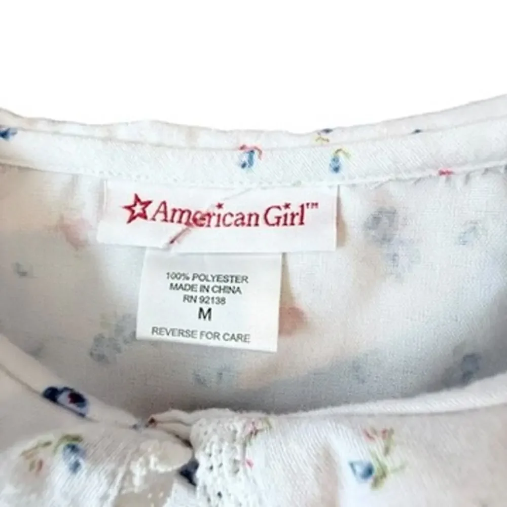 American Girl Emily Pajama Top for Girls M Retired White Floral Vintage 2006 Y2K